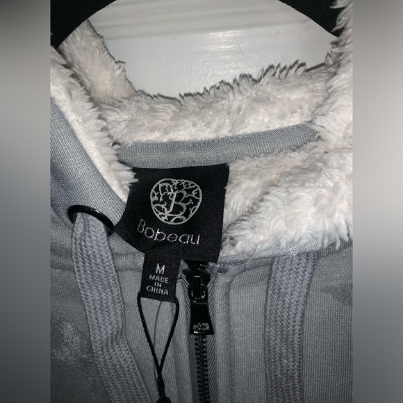 NWT‎ bobeau Heather gray stars hoodie with fuzzy fleece lining size medium - Picture 10 of 12
